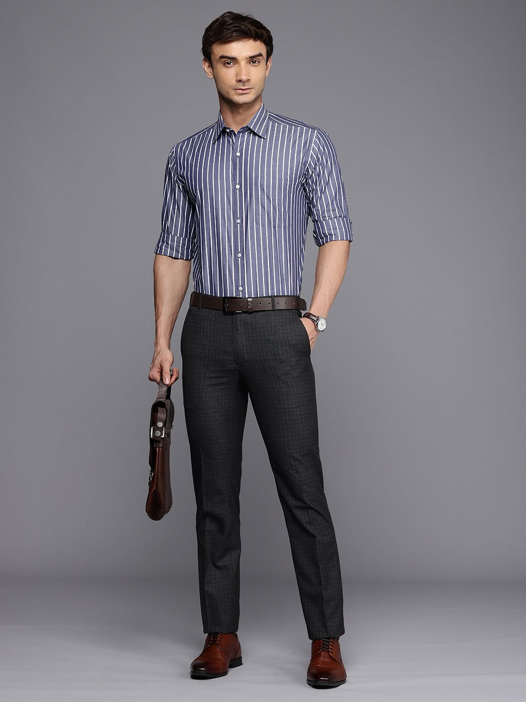 Raymond Men Checked Slim Fit Formal Trousers