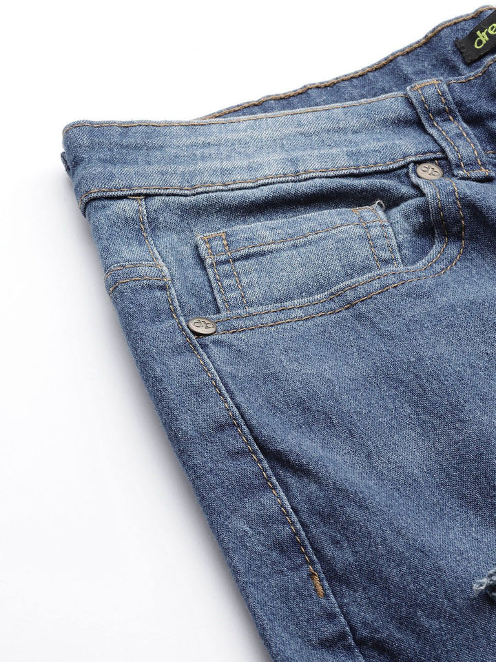 DressBerry Women Blue Flared Low Distress Light Fade Stretchable Jeans