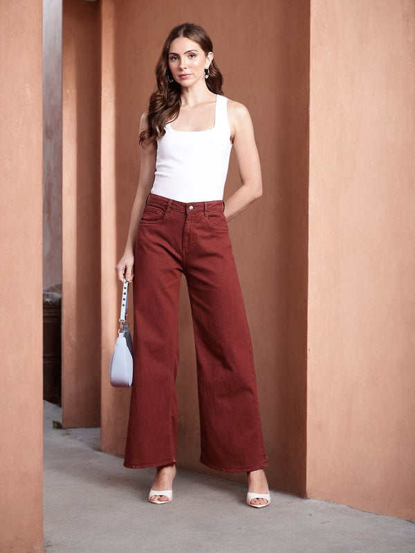 all about you Women Wide Leg High-Rise Stretchable Jeans