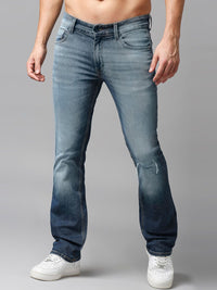 SPYKAR Men Cotton Bootcut Low-Rise Mildly Distressed Heavy Fade Stretchable Jeans