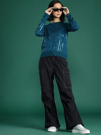 DressBerry Sequin Detailed Round Neck Pullover