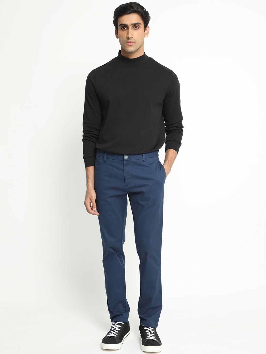 RARE RABBIT Men Pesto Mid Rise Slim Fit Cotton Trouser