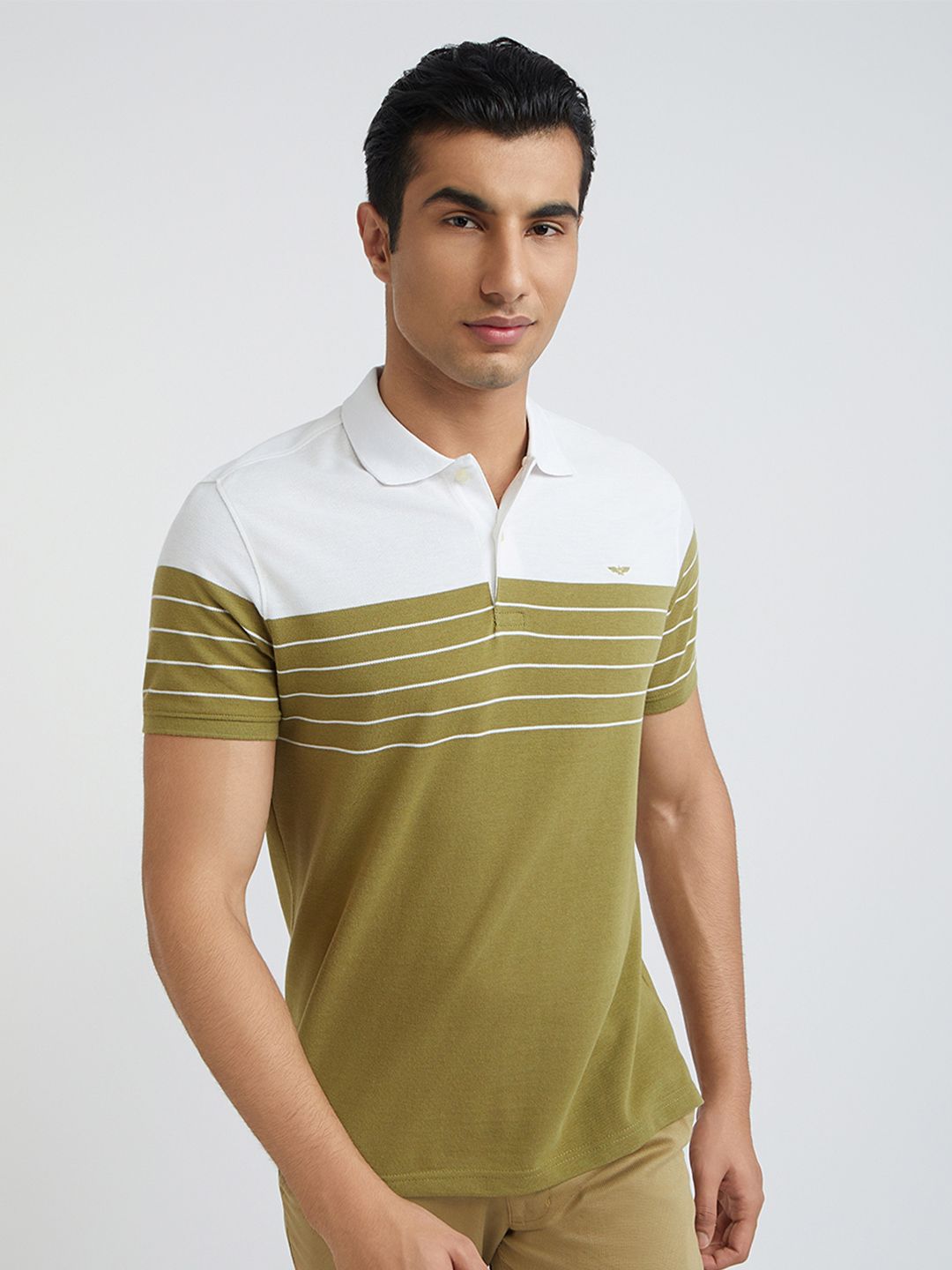 Park Avenue Men Colourblocked Polo Collar Slim Fit T-shirt