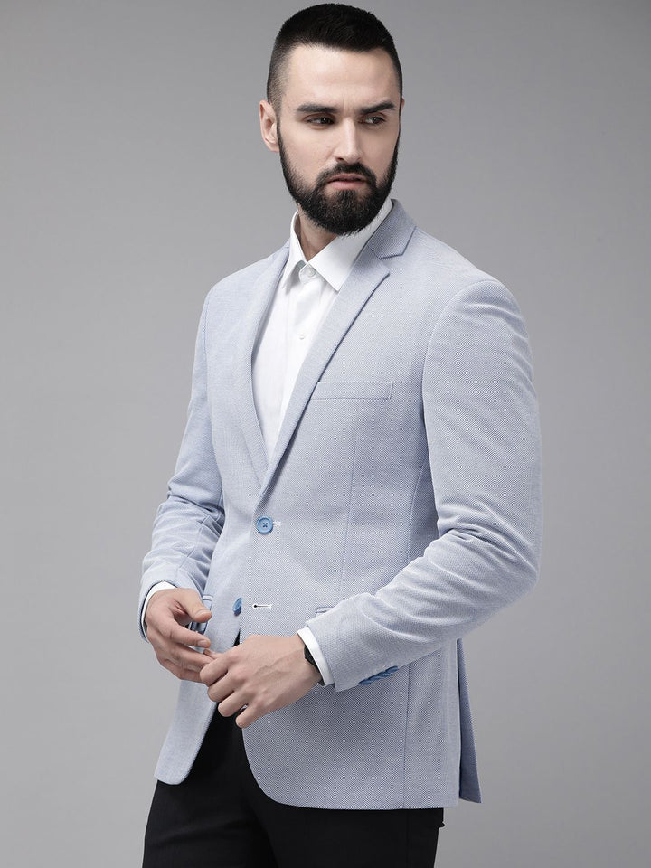 Park Avenue Active Fit Self Design Single-Breasted Formal Blazers