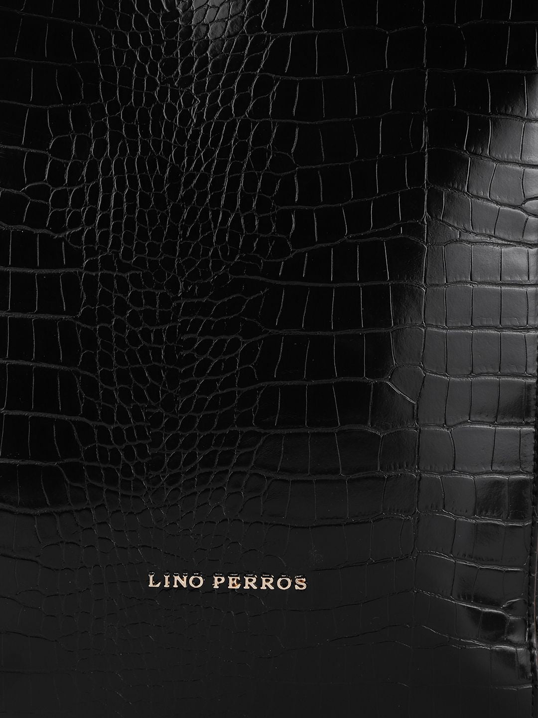 Lino Perros Black Croc Textured Shoulder Bag