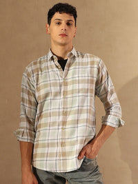 DENNISON Spread Collar Checked Casual Shirt