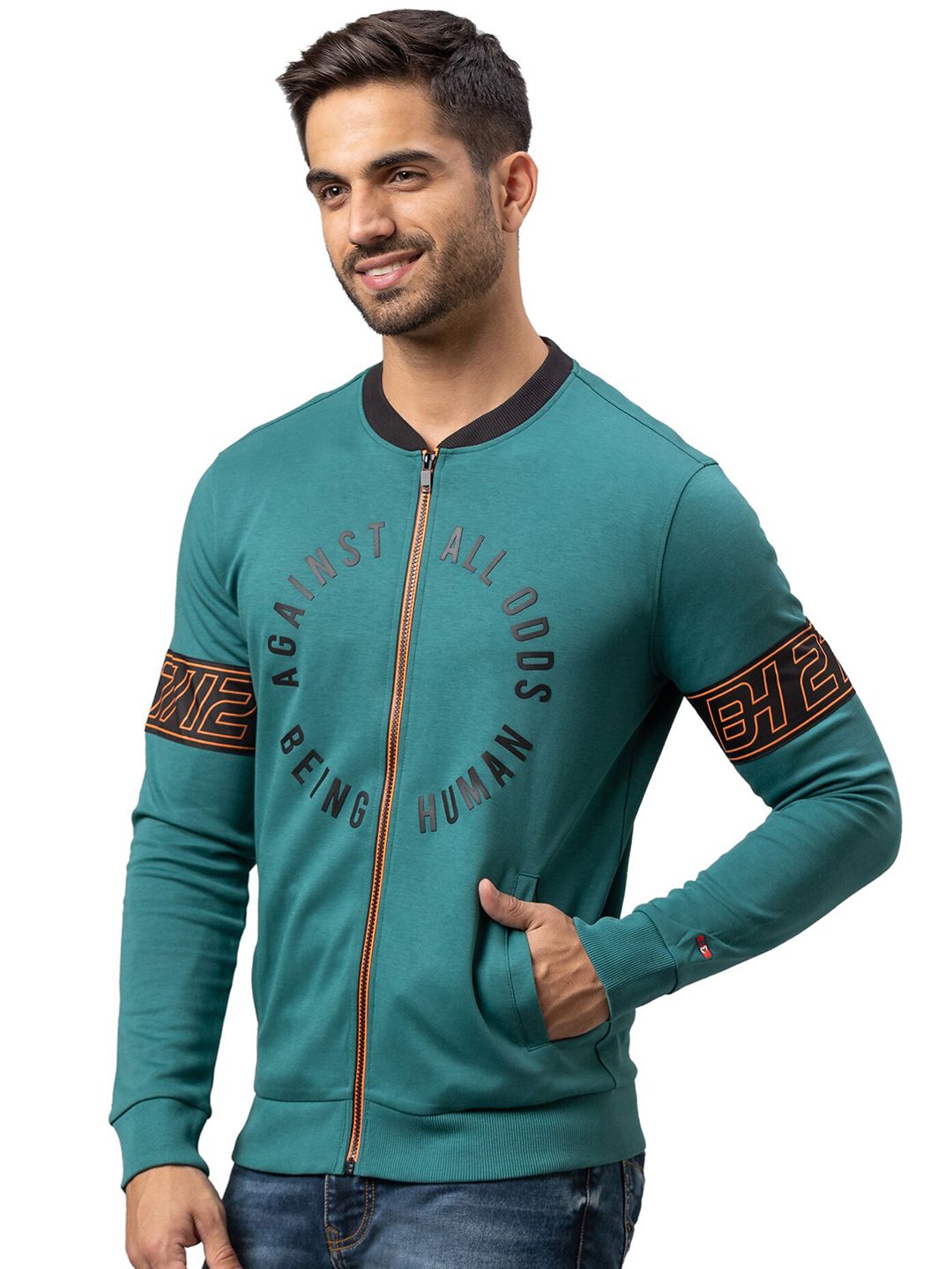 Being Human Men Teal Printed Sweatshirt