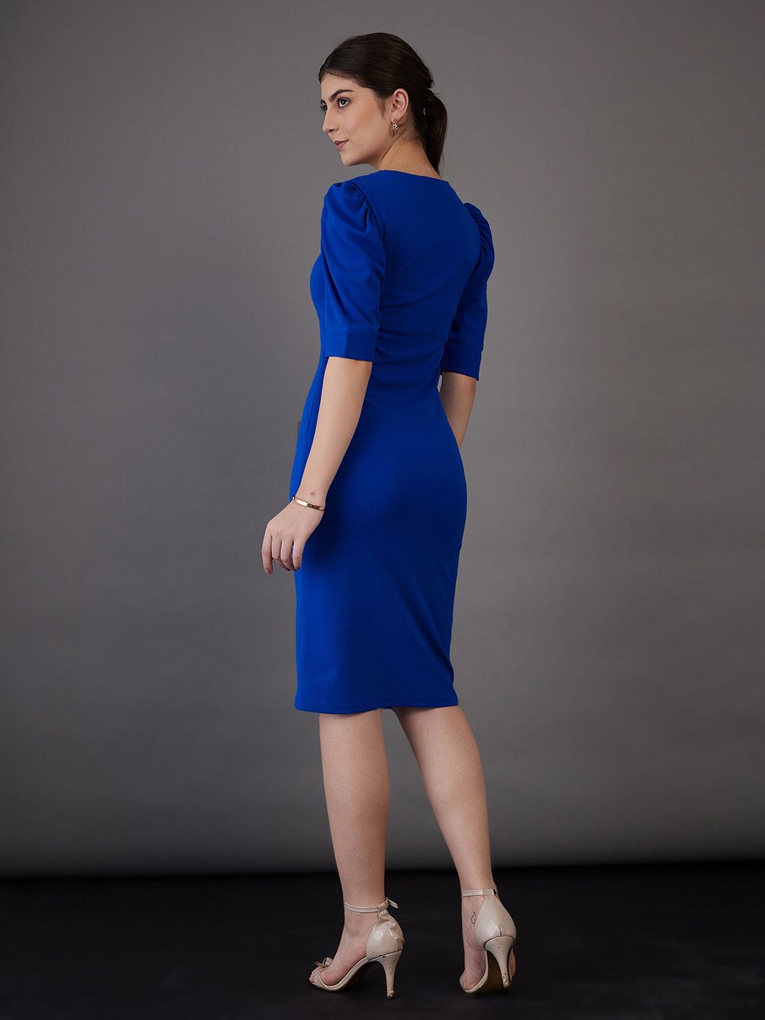 SASSAFRAS worklyf Sweetheart Neck Puff Sleeves Formal Bodycon Dress