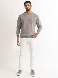 RARE RABBIT Men Robbs Logo Print Round Neck Sweatshirt