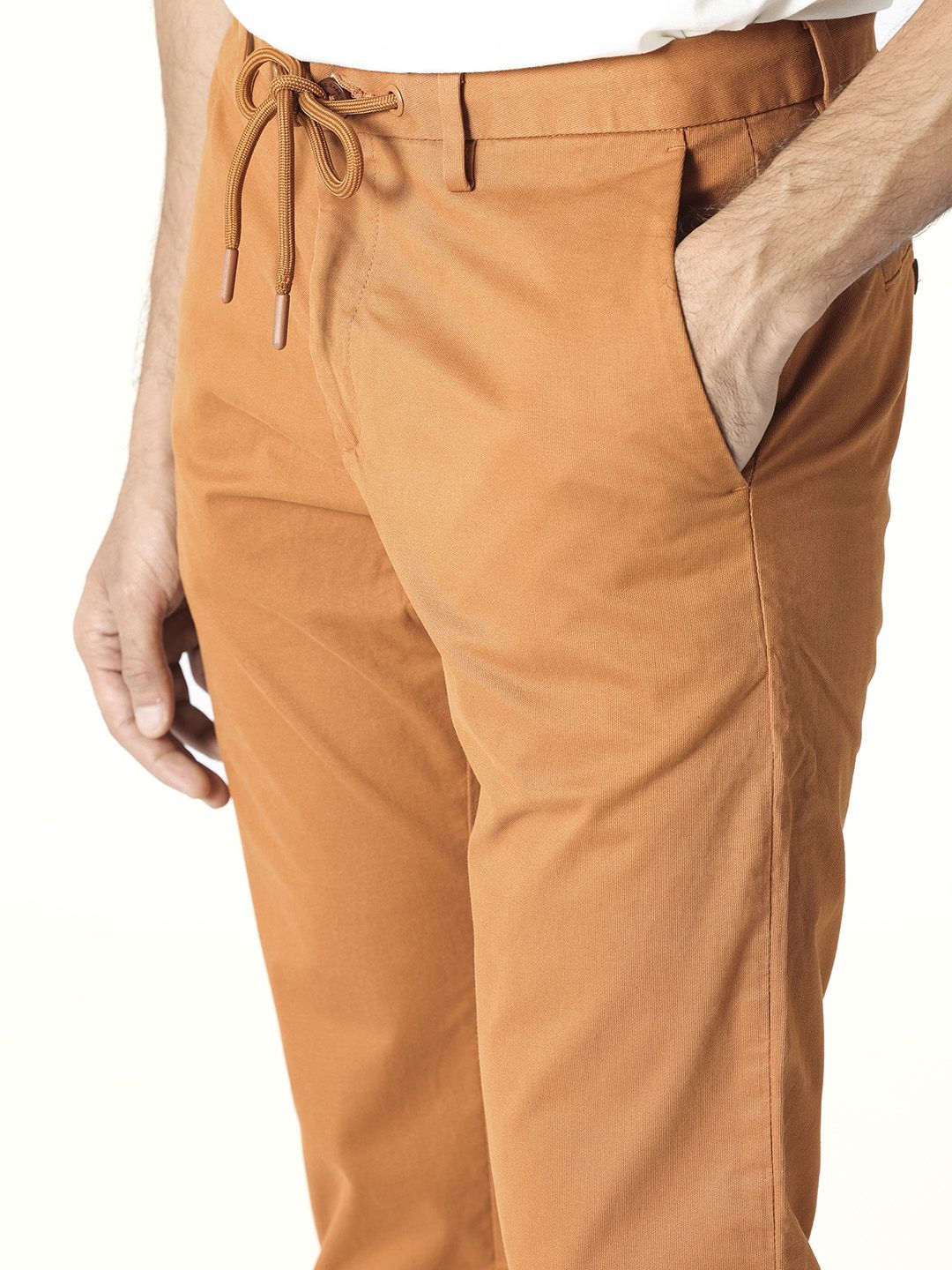 RARE RABBIT Men Rust Orange Slim Fit Trousers