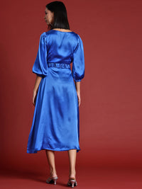 all about you Satin A-Line Midi Dress with Belt