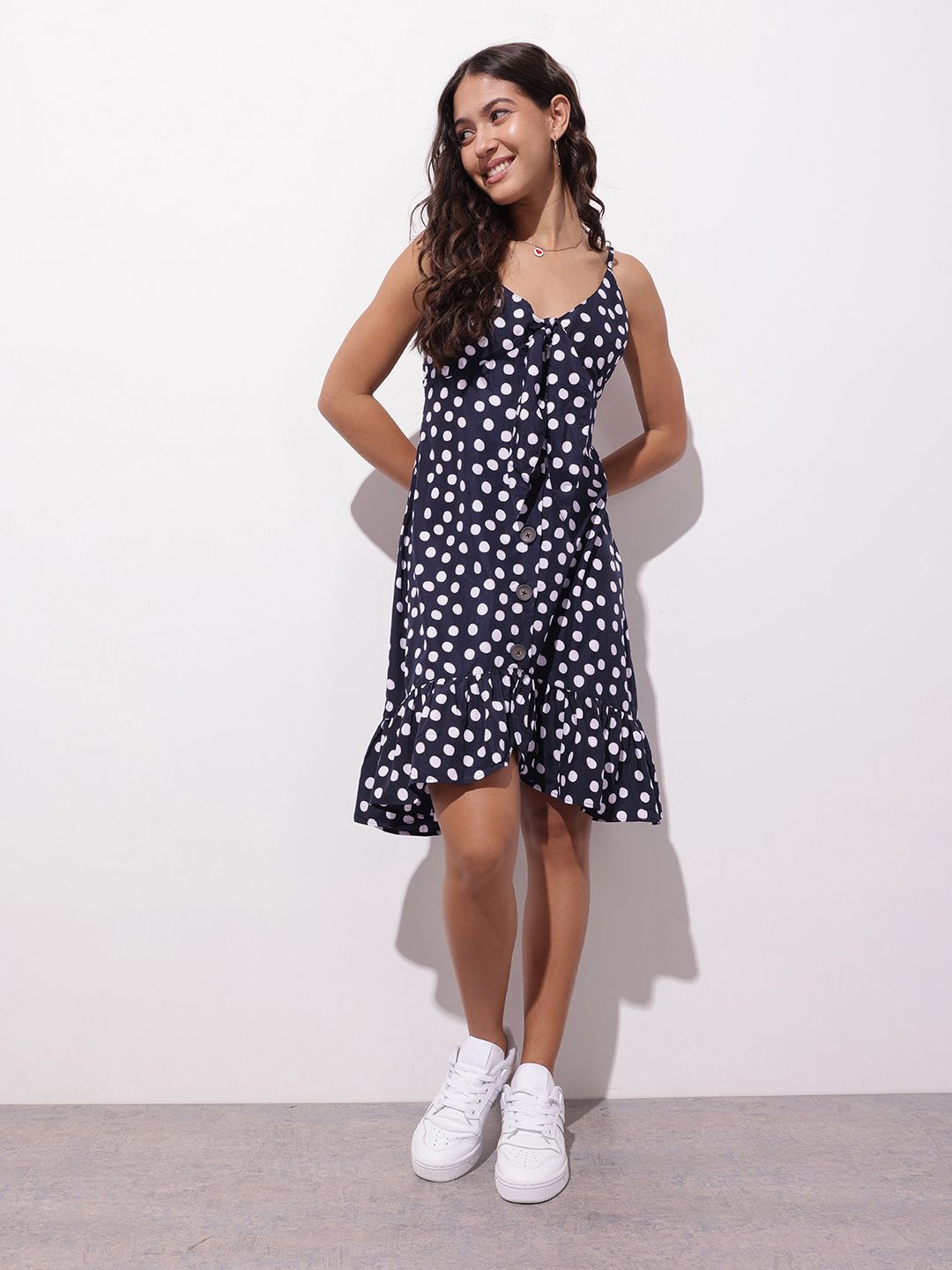 DressBerry Spot Obsession Print Ruffled A-Line Dress