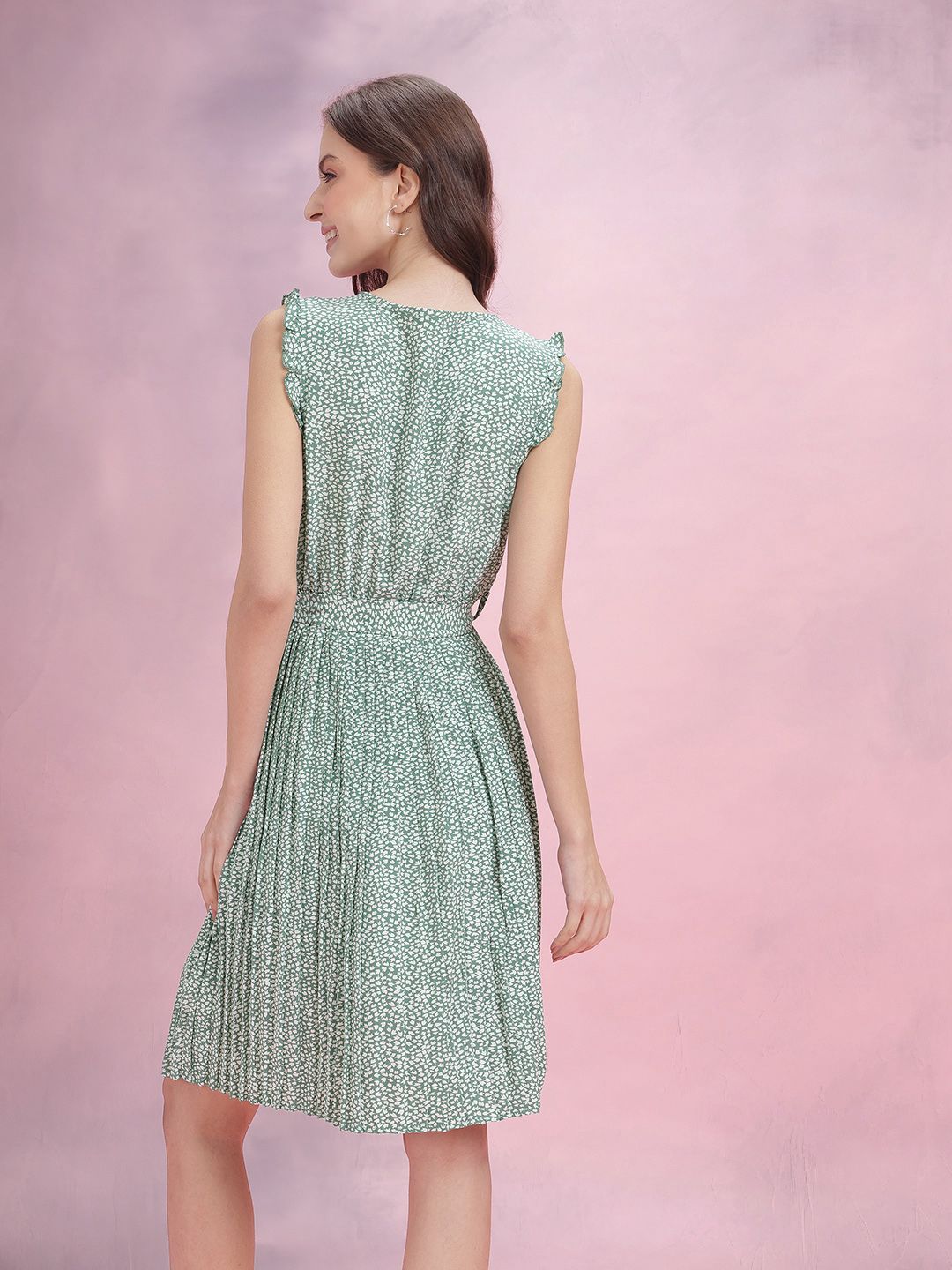 DressBerry Floral Print Ruffle Detail A-Line Dress