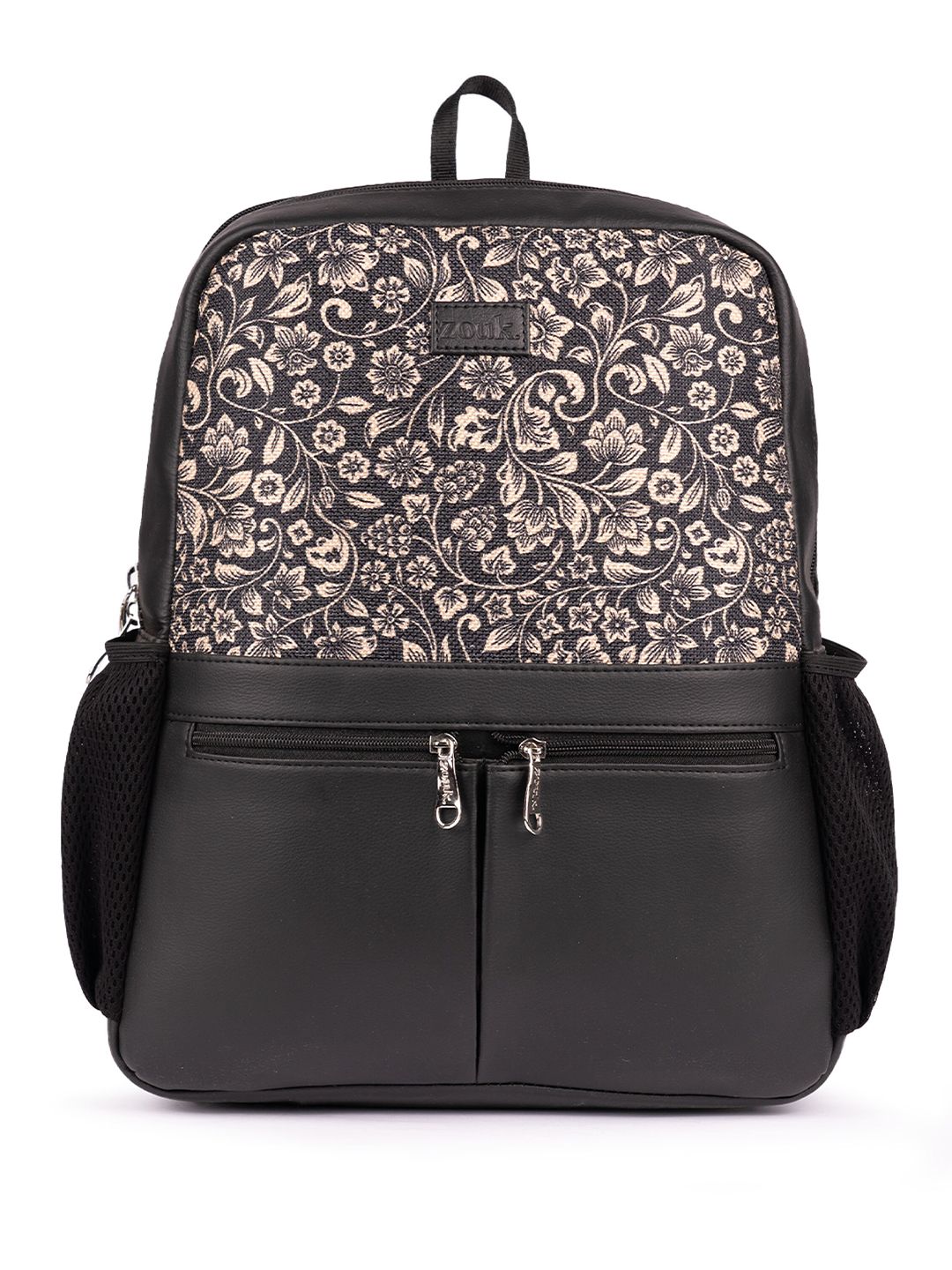 ZOUK Women Floral Printed Vegan Leather Backpack With Compression Straps-Up to 16 inch