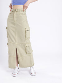 DressBerry Versatile Vogue Cargo Style Denim Maxi Skirt