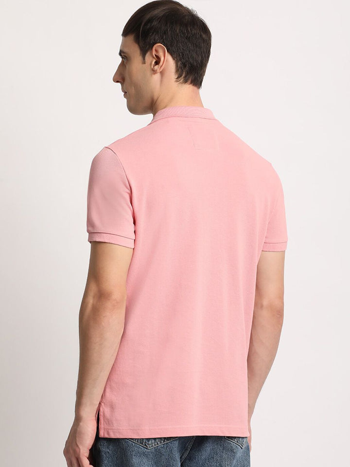 THE BEAR HOUSE Men Solid Slim Fit Cotton Polo Collar T-Shirt