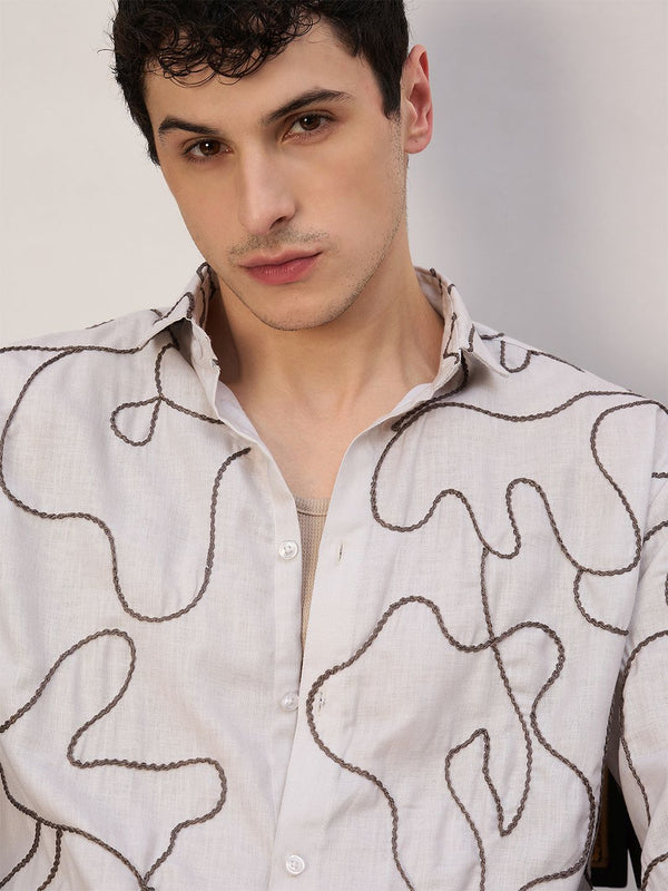 DENNISON Embroidered Drop-shoulder Shirt