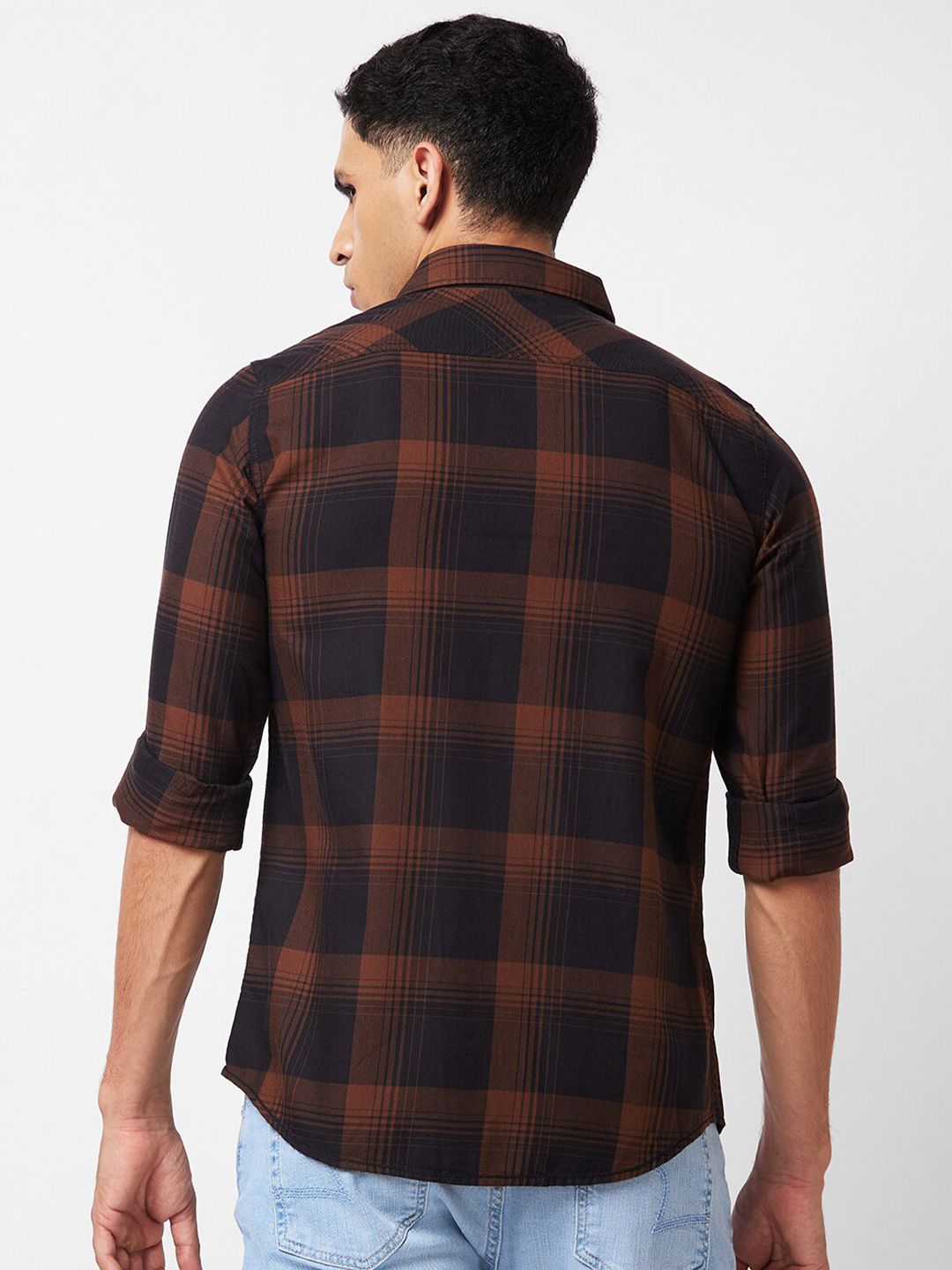 SPYKAR Slim Fit Opaque Checked Cotton Casual Shirt