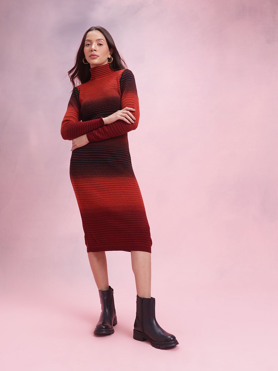 DressBerry Striped Midi Jumper Dress