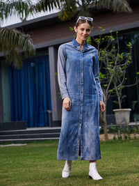 SASSAFRAS Faded Bell Sleeve Shirt Dress