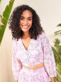 SASSAFRAS Printed Crop Top & Skirt