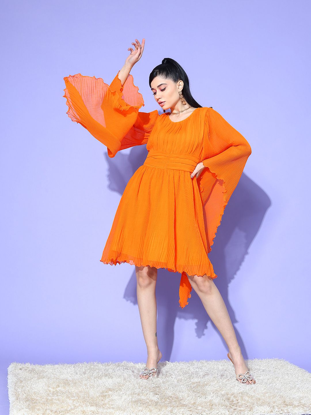 Antheaa Chiffon Fit & Flare Dress