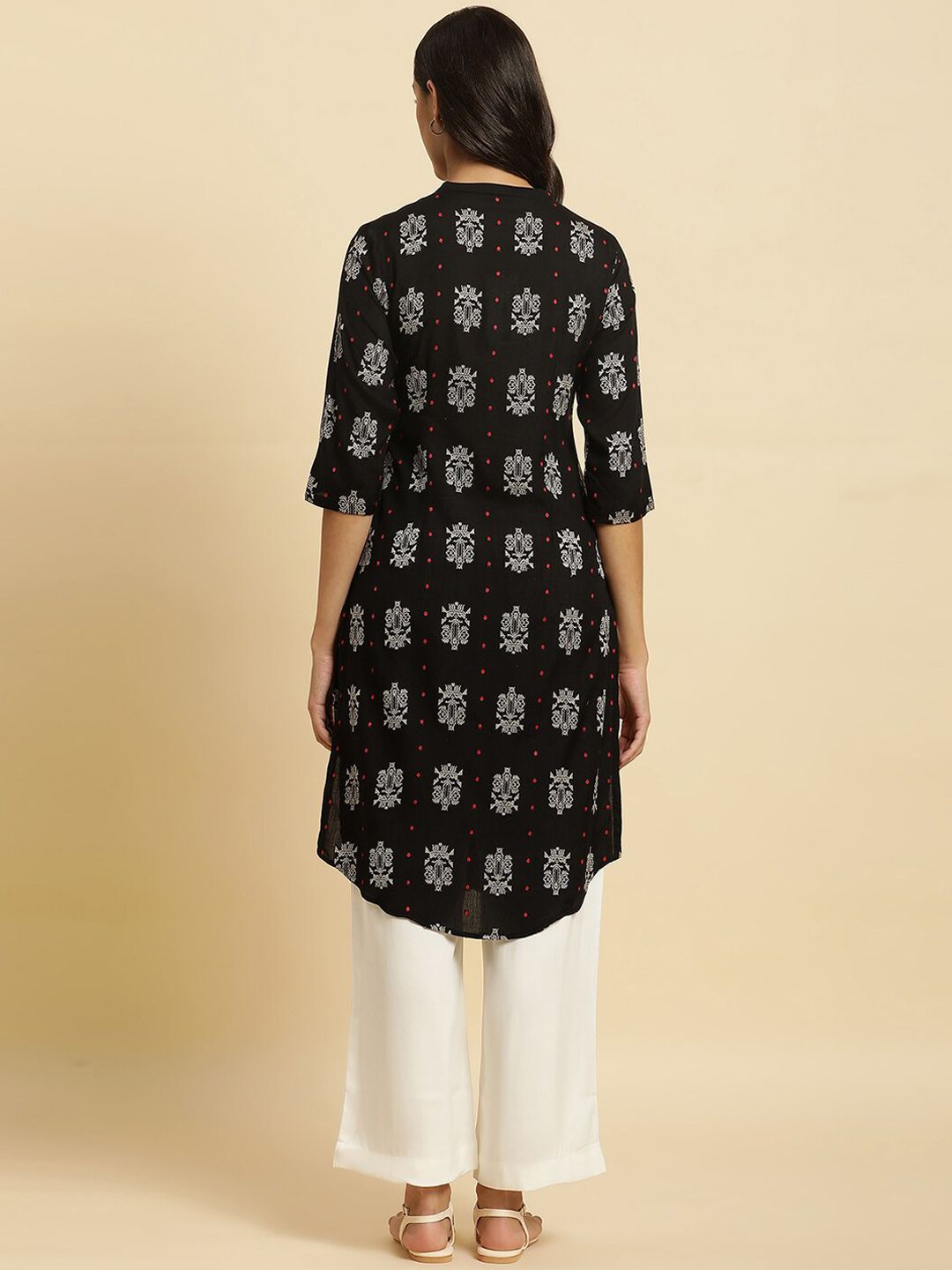 W Ethnic Motifs Printed Mandarin Collar Kurta