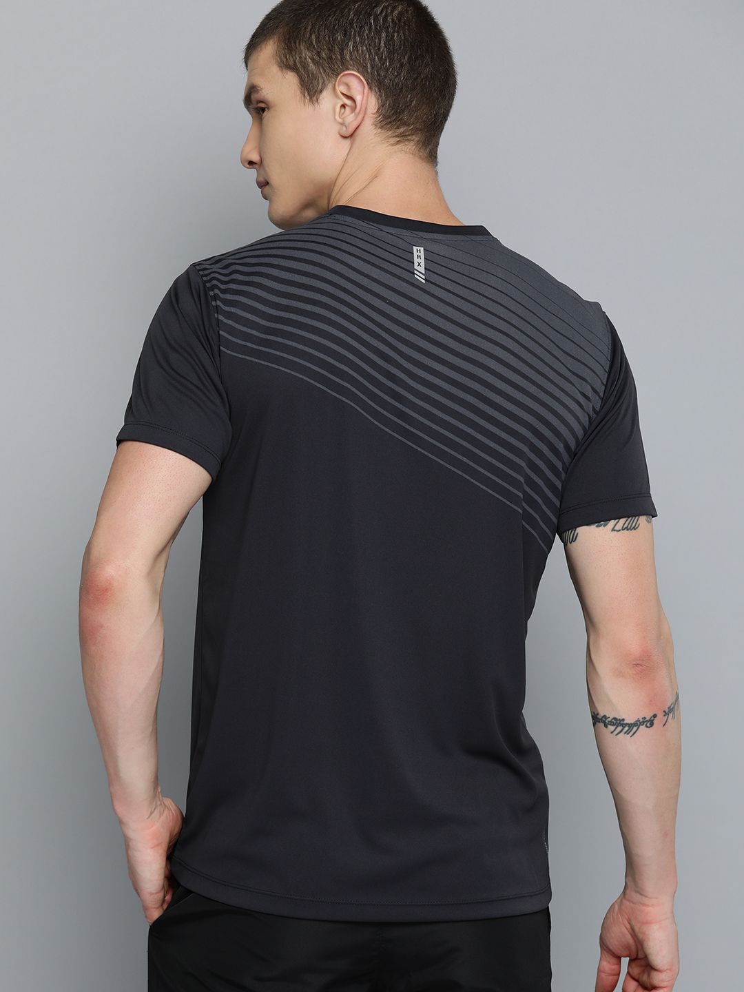 HRX by Hrithik Roshan Striped Rapid-Dry Training T-shirt