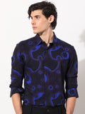 RARE RABBIT Men Inlet Printed Slim Fit Cotton Shirt