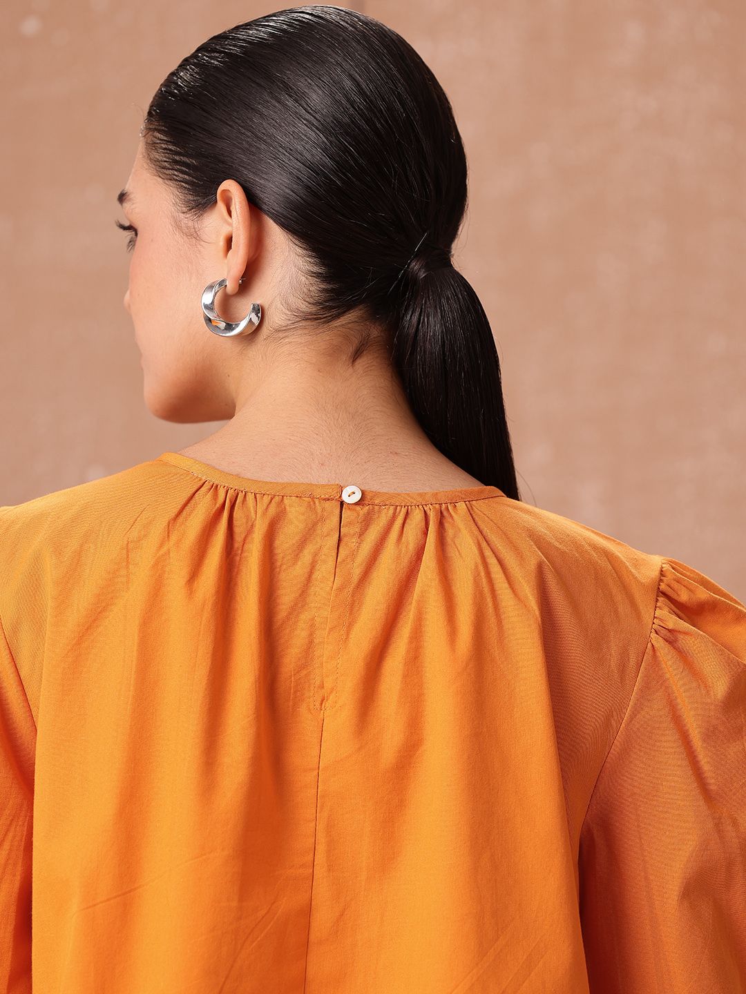 all about you Pure Cotton Puff Sleeves Gathered Top