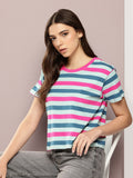 Dillinger Womens Short Sleeve Boxy Cropped Yarn Dyed Tshirt