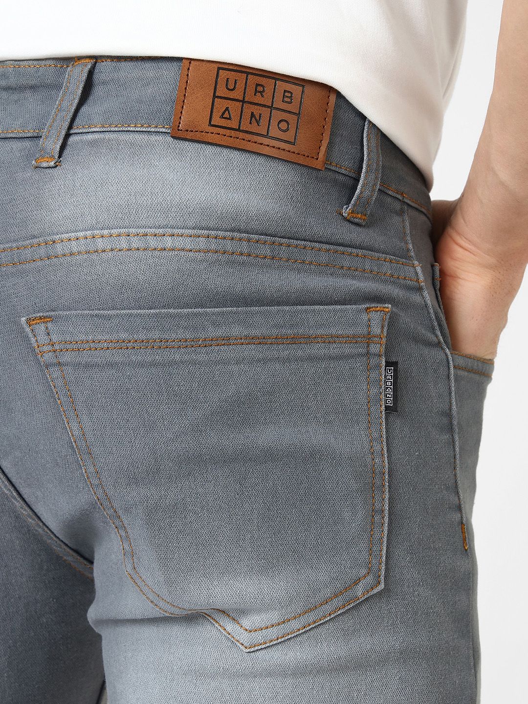 Urbano Fashion Men Grey Slim Fit Light Fade Stretchable Jeans