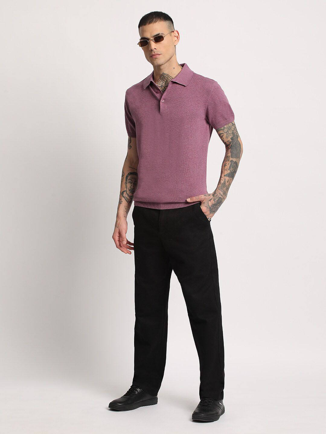 THE BEAR HOUSE Men Solid Regular Fit Cotton Polo Collar T-Shirt