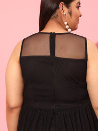 CURVY STREET Black Plus Size Embellished Net Maxi Dress
