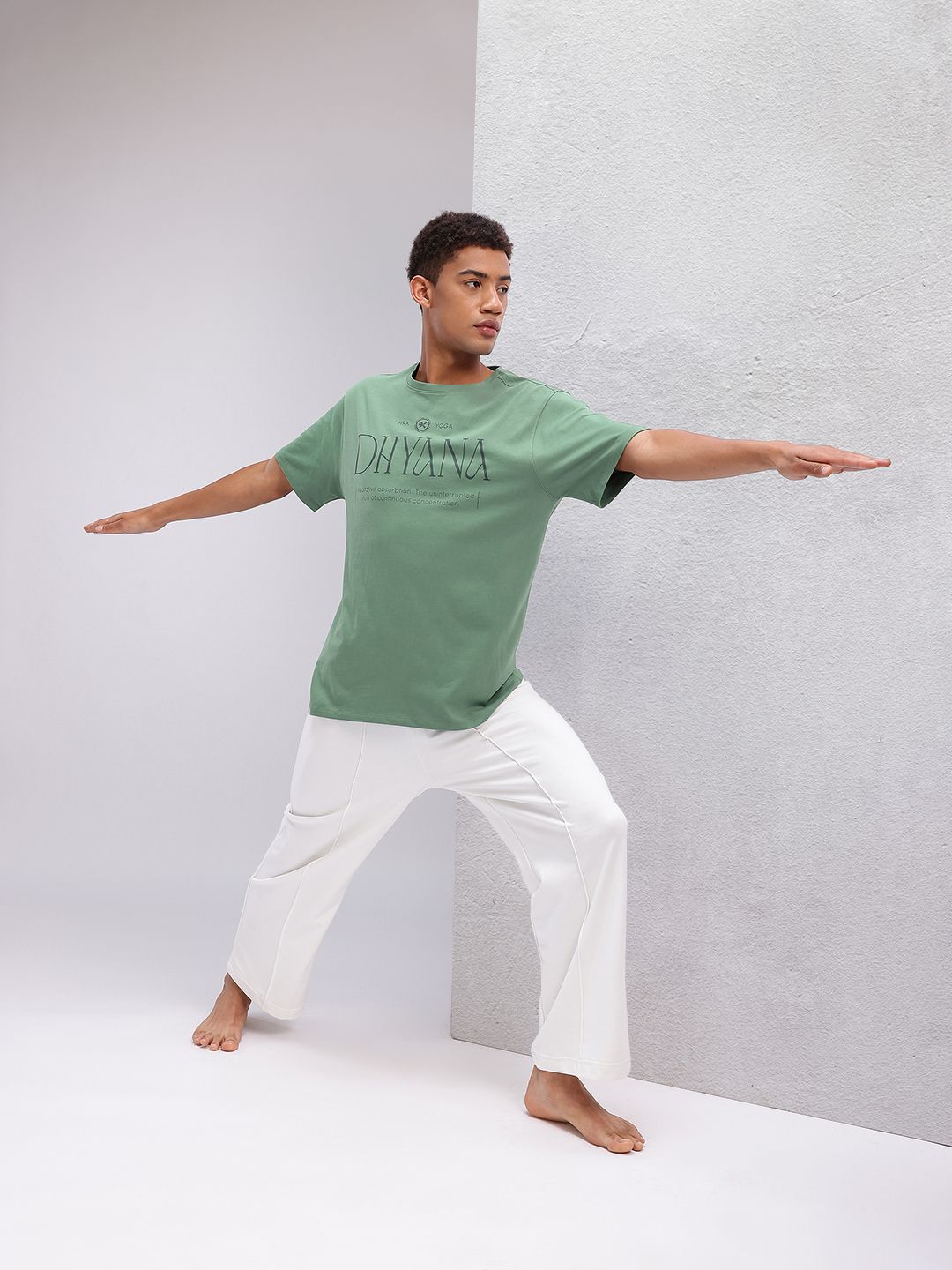 HRX by Hrithik Roshan Typography Printed Pure Cotton Yoga T-shirt