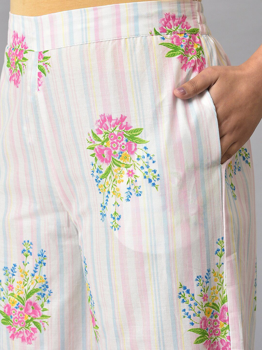 W Women Floral Printed Cotton Trousers