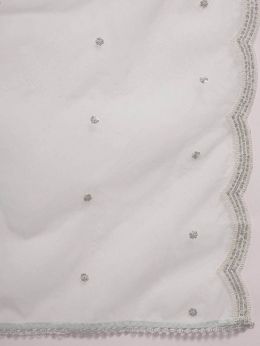 Indo Era Floral Embroidered Sequinned Straight Kurta With Trousers & Dupatta