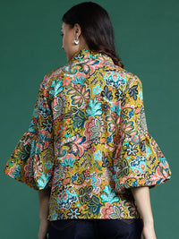 DressBerry Floral Opaque Printed Bell Sleeves Casual Shirt