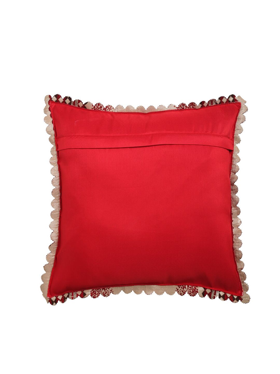 HOSTA HOMES Red & Gold-Toned Set of 2 Velvet Square Cushion Covers