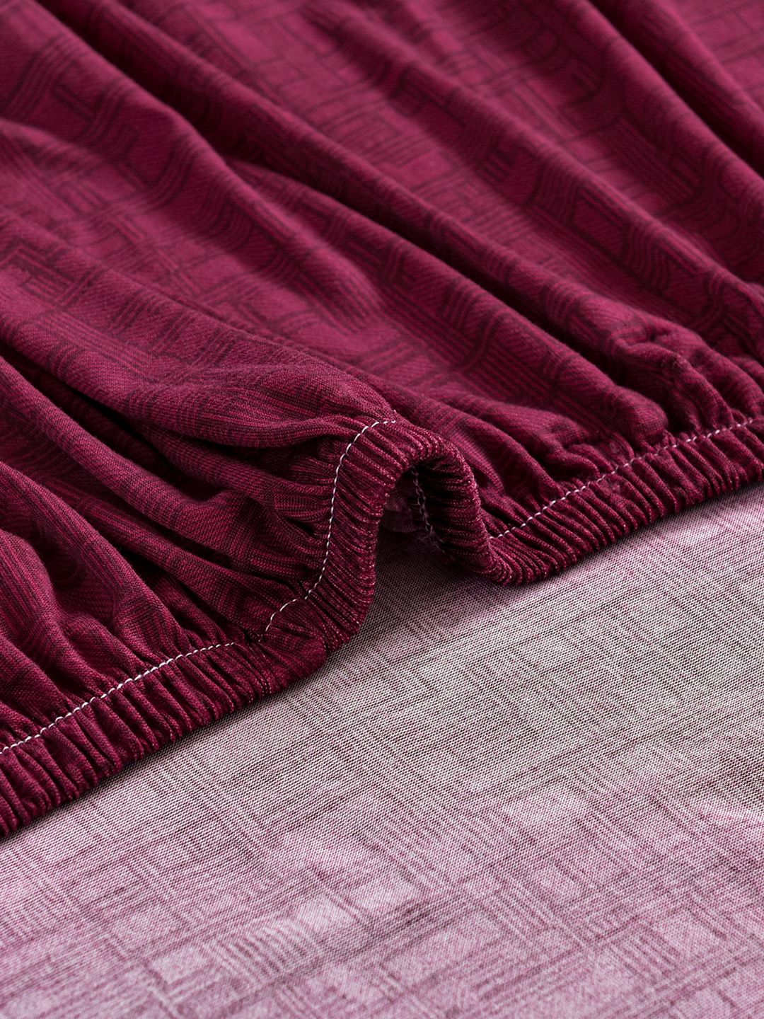 Story@home Maroon Printed 3 Seater Stretchable Sofa Cover With Arms
