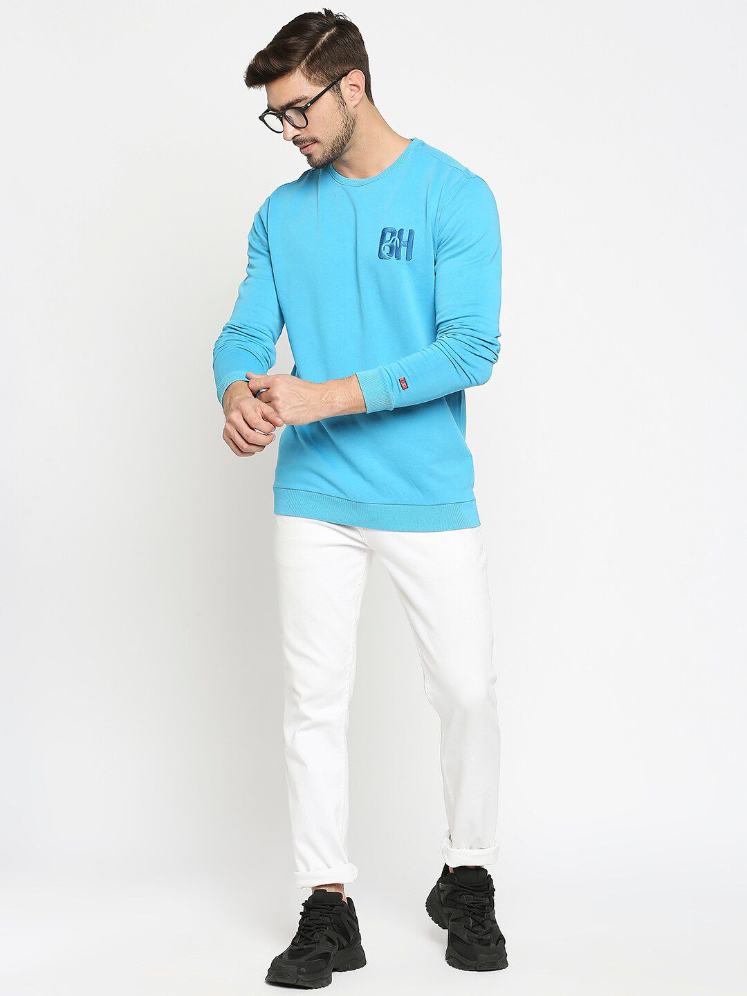 Being Human Men Turquoise Blue Printed Sweatshirt