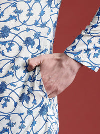 Anouk Men Floral Printed Mandarin Collar Pure Cotton Kurta