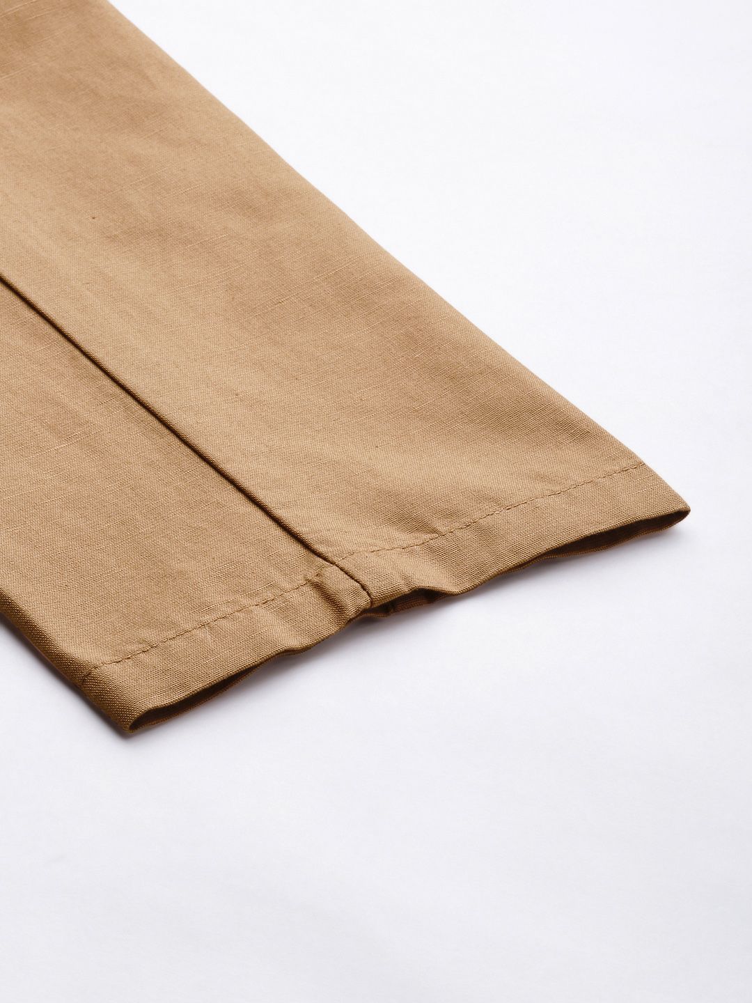 Mr Bowerbird Men Camel Brown Liberal Fit Pleated Trousers