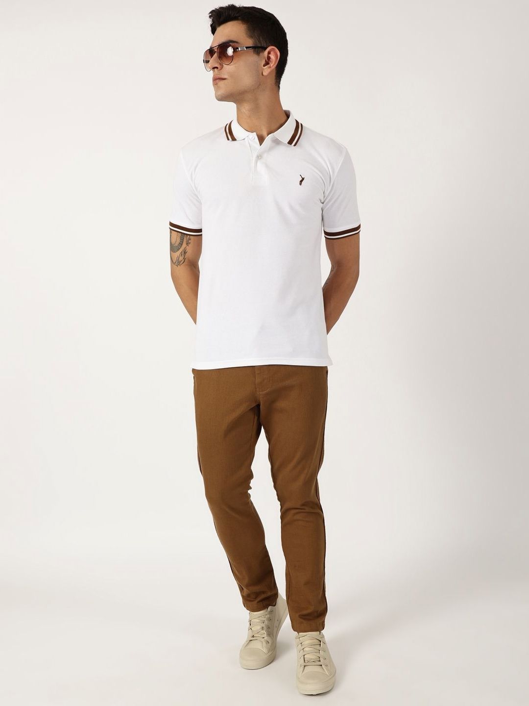 Thomas Scott Men Solid Polo Collar Cotton T-shirt