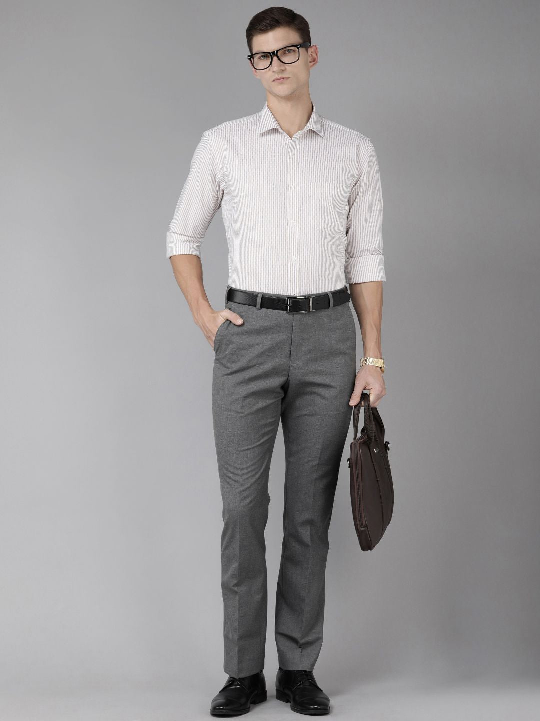 Park Avenue Men Slim Fit Vertical Stripes Opaque Pure Cotton Formal Shirt