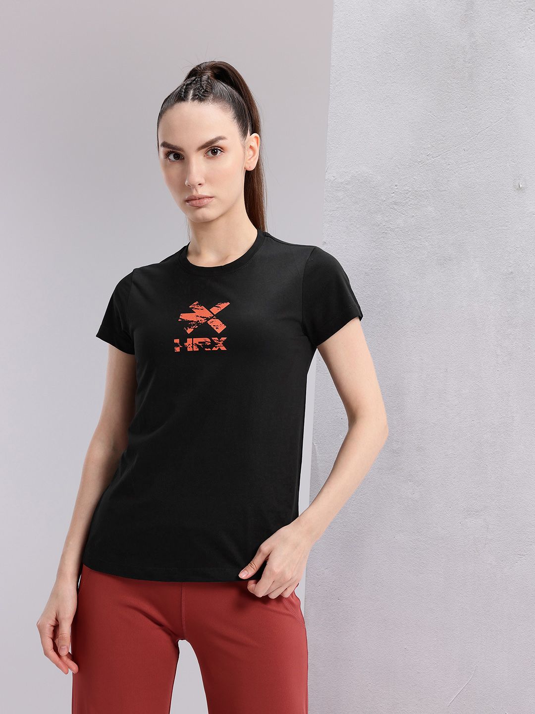 HRX by Hrithik Roshan Brand Logo Print Training T-shirt