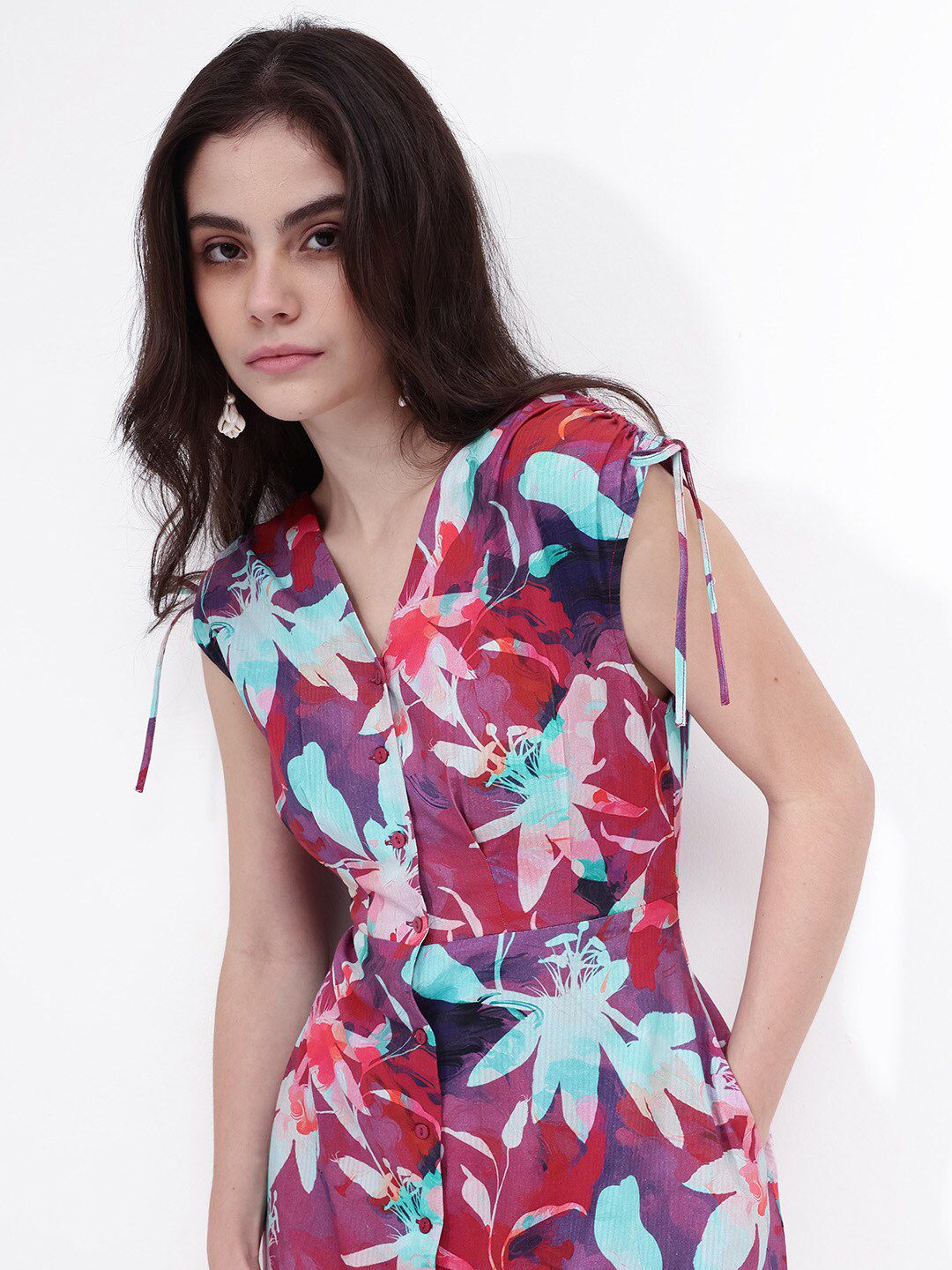 RAREISM Floral Print Fit & Flare Midi Dress