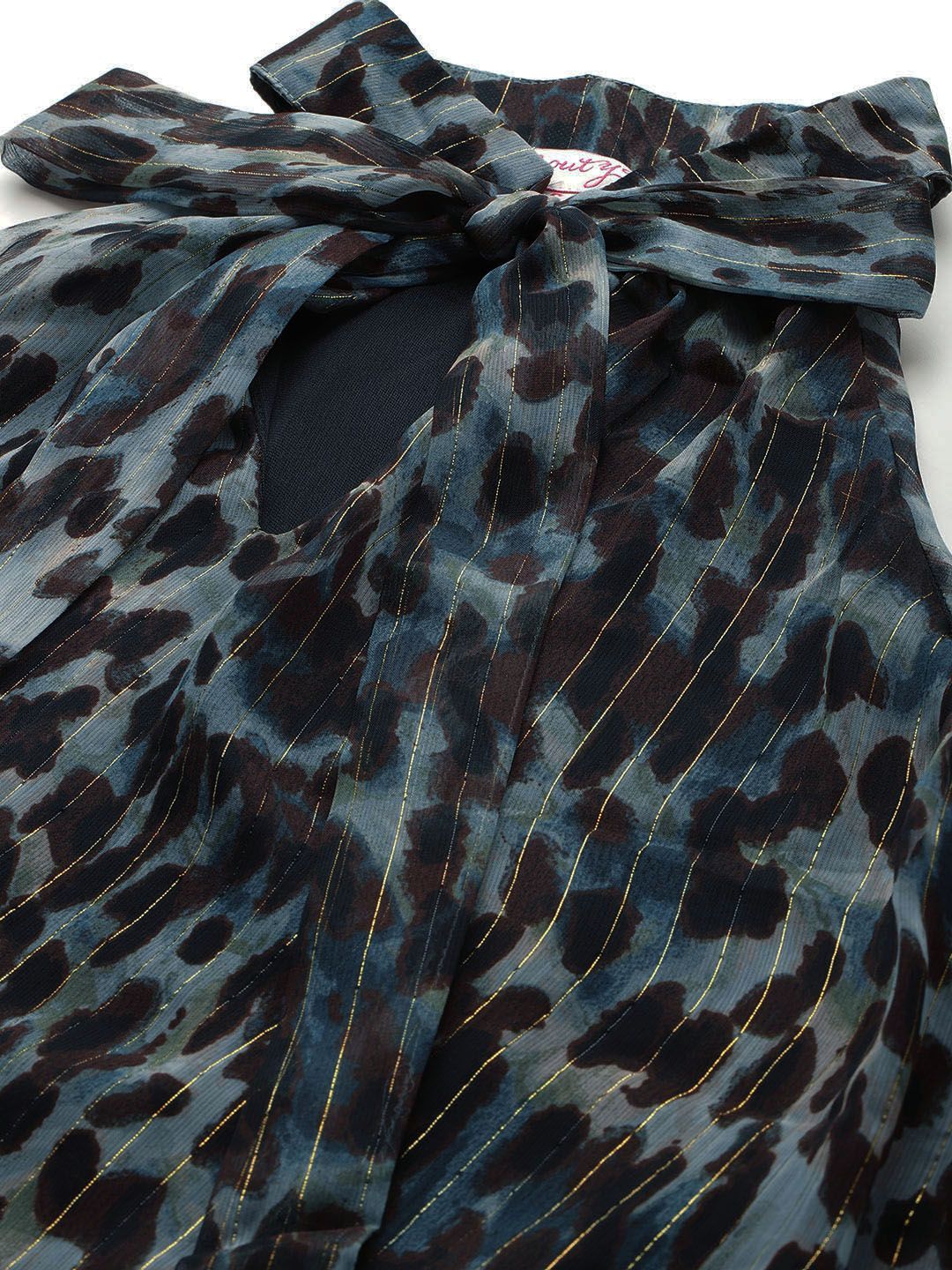 all about you Animal Print Tie-Up Neck Top