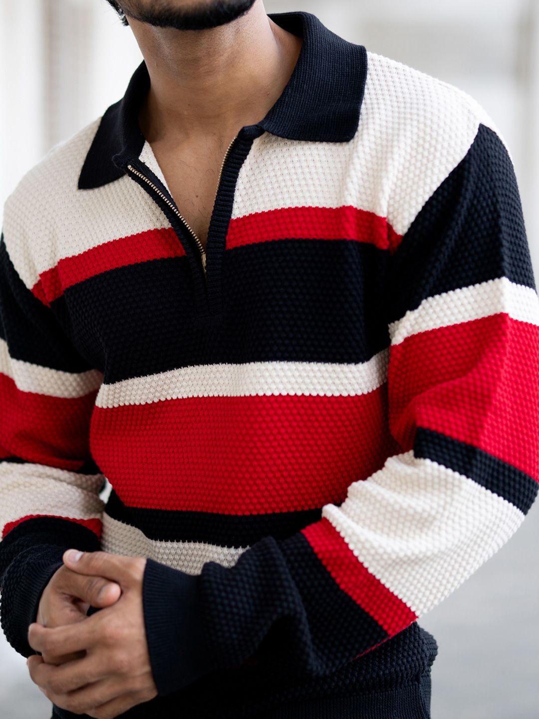 Powerlook Men Striped Polo Collar T-shirt