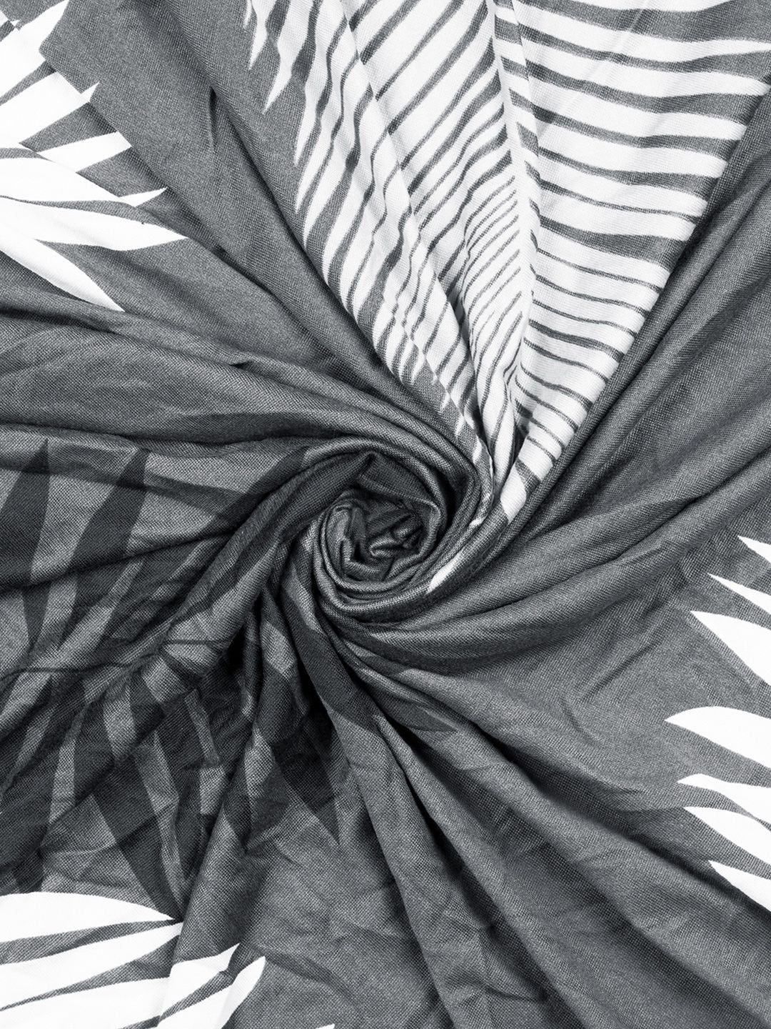 Story@home Grey & White Printed 2 Seater Stretchable Sofa Cover With Arms